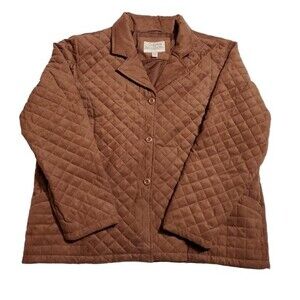 Women's Cabela's Brown Quilted Faux Suede Button Front Jacket Coat 2XL XXL